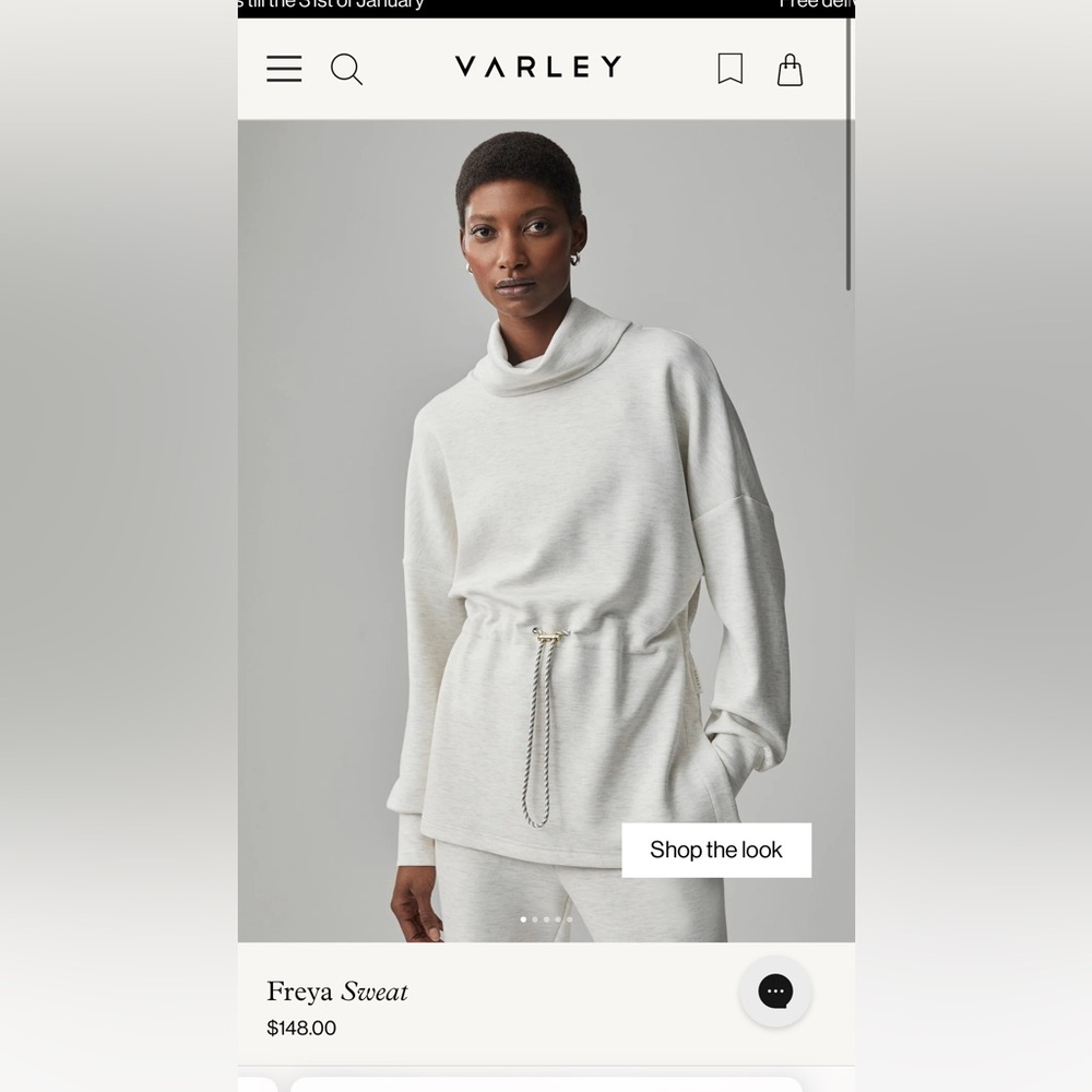 Brand New Varley Women's Freya Cream Sweater. New in Box! Sealed in original